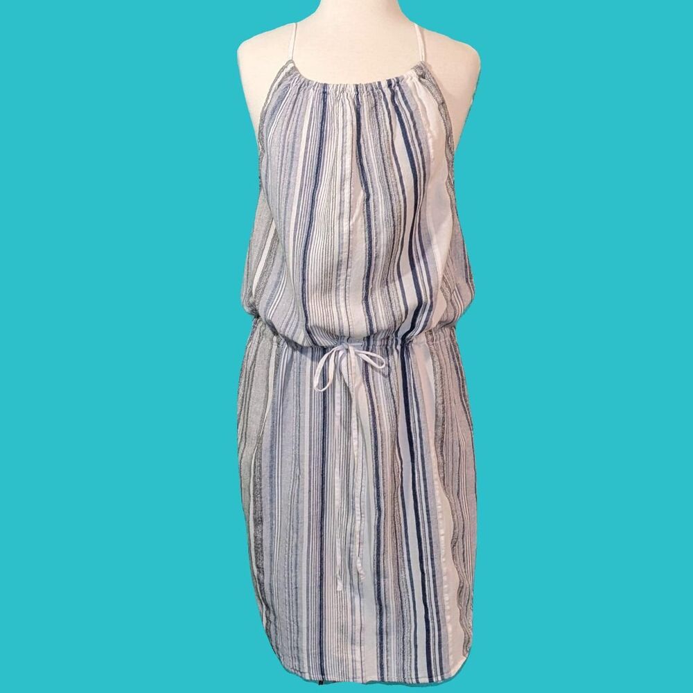 Unbranded Women's Blue and Cream Dress